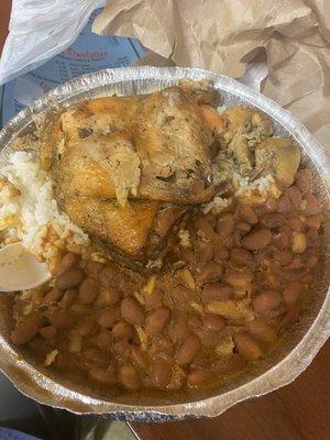 Large Monday Baked Chicken with Rice and Beans Special