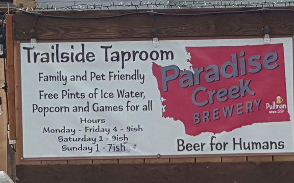 Paradise Creek Trailside Taproom. Hours