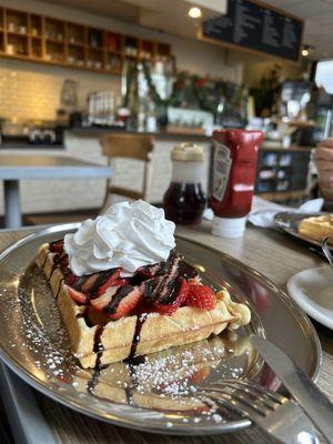 Strawberry and Whipped Cream Waffle