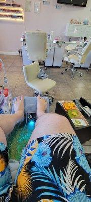 Fruit salad with my pedicure? Lol