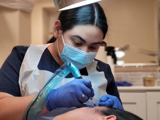 Student doing her first procedure. She did amazing.