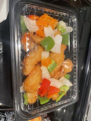 Sweet and Sour chicken. Sauce on the side.