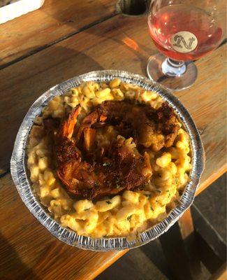 Lobster Mac with fried lobster tail.