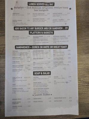 Lunch menu