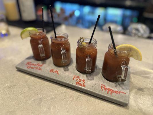 Bloody Mary sampler (pineapple habanero was amazing)