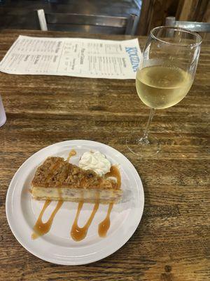 Baklava Cheesecake and Kourtaki White Wine