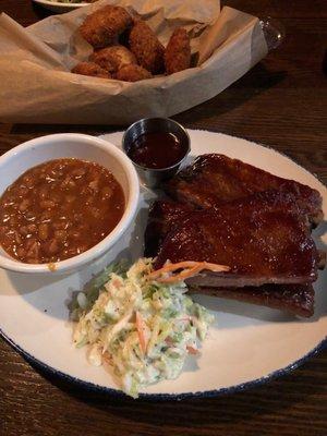 Dry Rubbed Pork Ribs with Baked Beans & Coleslaw