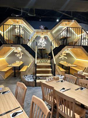 The honeycomb shaped booths