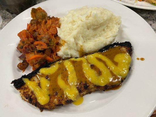 Sea bass with butternut squash & mashed potatoes