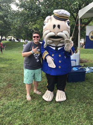 July 4, 2017 - Captain Awesome with Captain Catfish. (Also, the closest is prefer to ever get to a catfish)