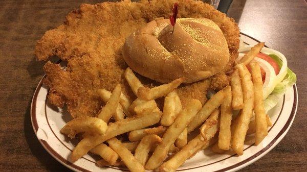 Pork tenderloin sandwich - and if you're wondering, no, I couldn't even eat half of it. Only $6.99!