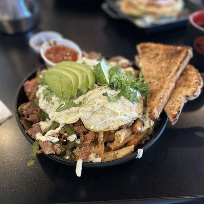 "The California Burrito Hash Bowl" - housemade fries (opted instead of Moe Joe taters)