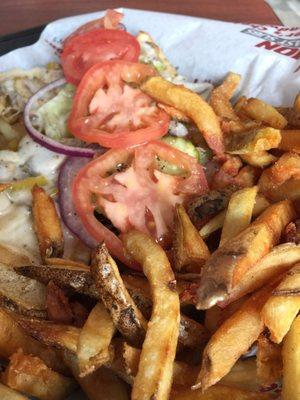 Fresh grilled veggie sub and hot fries