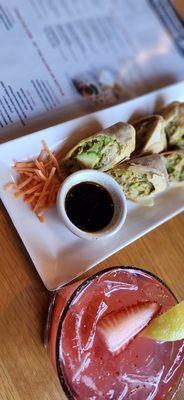 Avocado Egg Rolls. Strawberry Lemonade