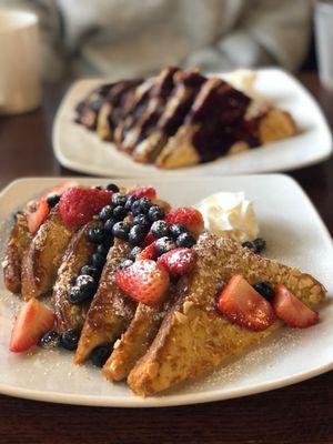 Almond Berry French Toast and jelly cheesecake French toast in the back