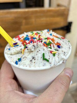 Large Cookies & Cream with Sprinkles.