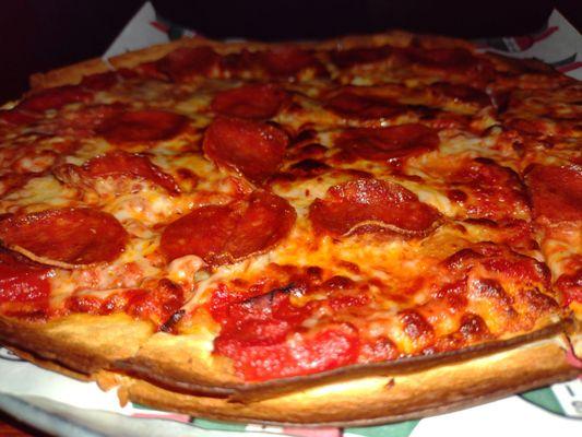 Pepperoni thin crust pizza - yum