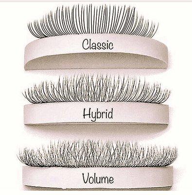 3 most popular eyelash extension styles.