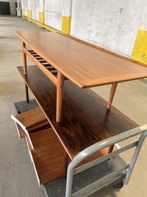 Danish teak and rosewood tables!