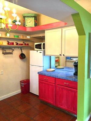 New tile and mirror backsplash.