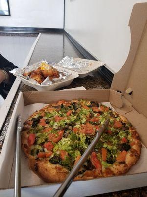 Ultimate Veggie Pizza (small) and 10pc wings medium.