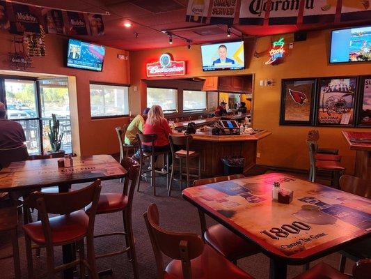 The back bar service area - there's always a group at the bar. I've been t9 a birthday party here, Standing Room Only.