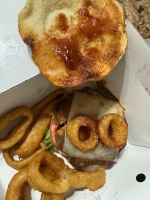 Inside of my Delicious veggie burger!