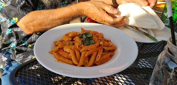 Penne vodka with shrimp