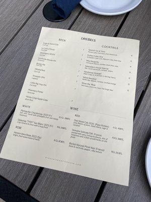 drinks menu