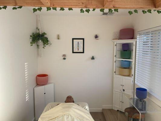 Private wellness studio for energy and sound therapy.