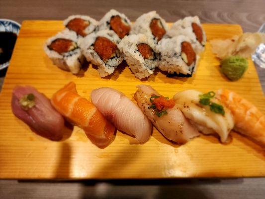 Sushi Combo: 6 piece nirigi with spicy tuna