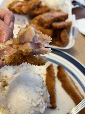 Undercooked chicken katsu/cutlet. Had a bitter like chemical taste. Sauce it came with was watery.