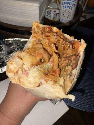 My Al Pastor super burrito, so good! Big enough for like 3 meals for me.