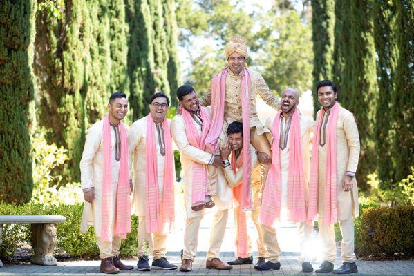 Indian wedding photography at Villa Montalvo - groomsmen