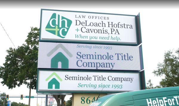 Seminole Title Company Signage at Street