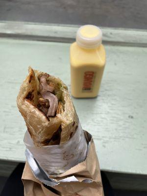 Chana Masala Roll (V) and Mango Lassi