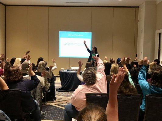 Dr. K teaching wellness at the Girl Scouts of Eastern Massachusetts Annual Conference