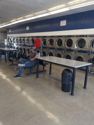 Cousin relaxing while waiting for his clothes.  It was an emergency wash day. His socks smelled like cheese. lol