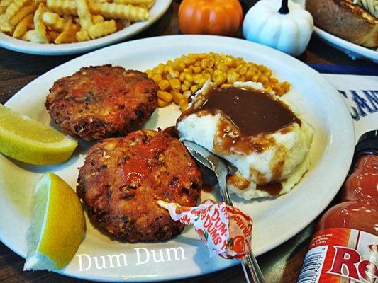 Salmon Patties dinner only 8 bucks Wowed