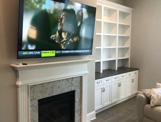 Built in Cabinets with Bookshelves and Custom Painted Tops near Tyrone Ga