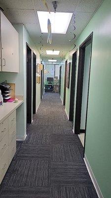 Freshly painted patient room hallway