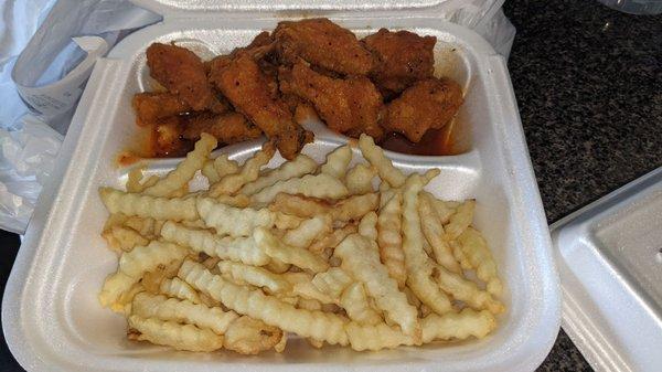 10 piece wings with fries Xtra hot