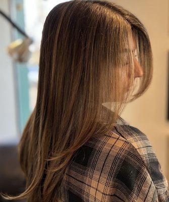 Balayage honey blonde by Desiree.