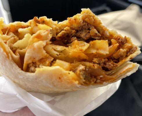 Mmm. Inside view of their chorizo breakfast burrito (Still $9.49)