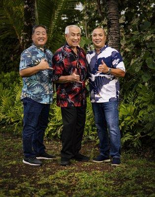 Co-owner Shawn Nakano, friend of PBC Danny Kaleikini and co-owner Michael Lum