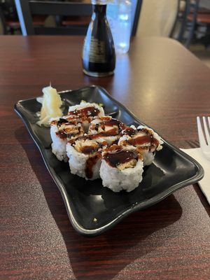 Shrimp tempura roll - too much eel sauce for me