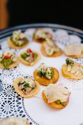 Hamachi crudo hors d'ouevres (photo by Simone Anne Photography)