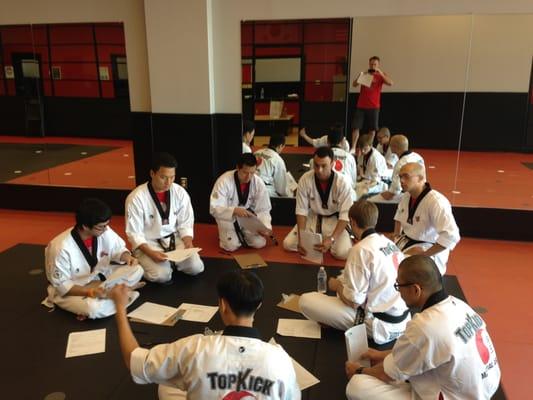 Masters and Instructors prepping for the Black Belt Test they are hosting