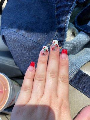 Nails with cherries and gems