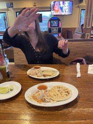 Pupusas and my lady who is annoyed by photographers